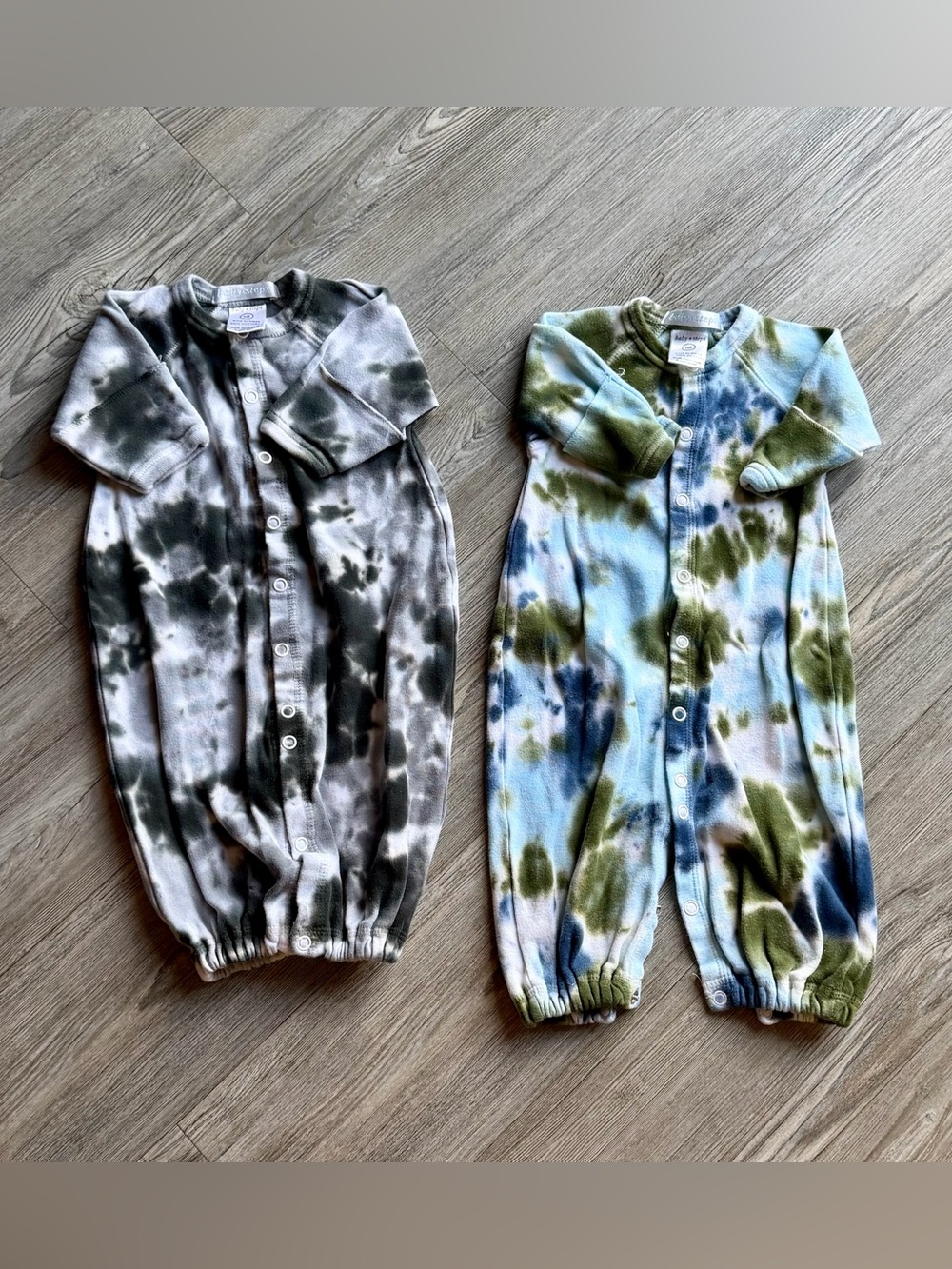 Baby Steps Tie-Dye Infant Rompers - Black/Gray & Blue/Green